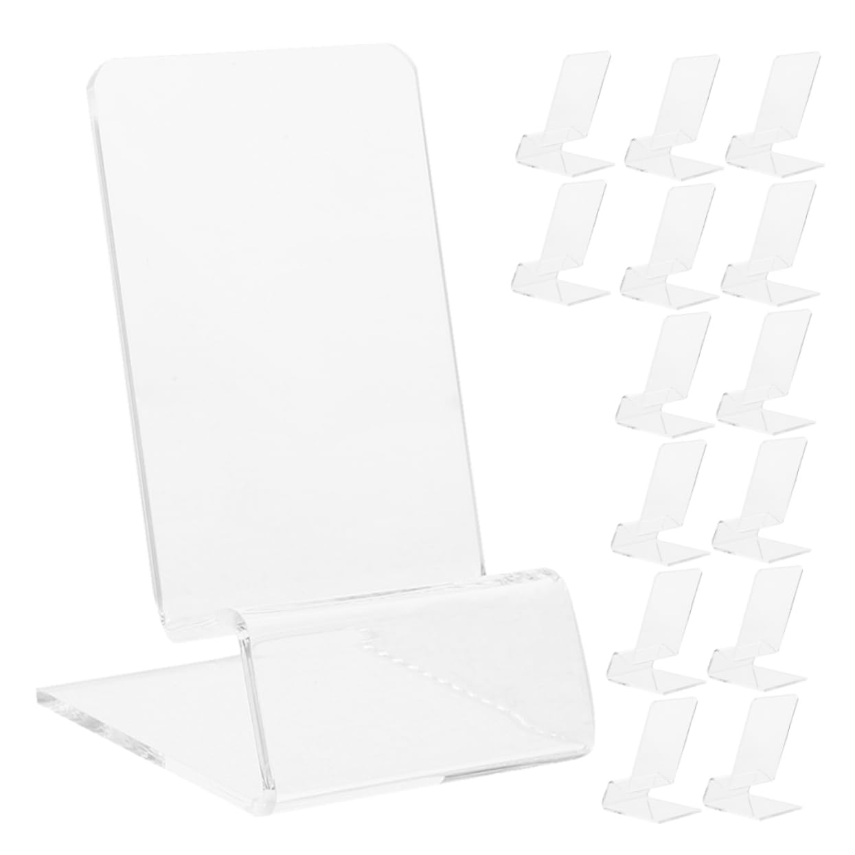 Mikikit 15pezzi Supporto da Scrivania per Cellular Acrilico Trasparente Ripiano Espositivo per Smartphone e Tablet Stabile e Compatto per Uso Domestico Ufficio