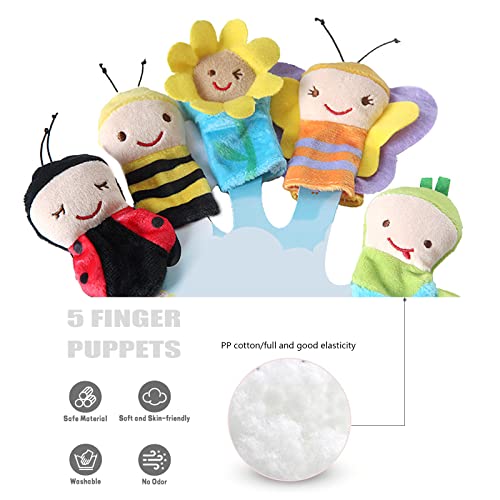 Liwein 5 Stück Fingerpuppen, Niedliche Fingertiere Baby Story Time Requisiten Spielhandschuh Klein Tier insekten Fingerpuppe Set für Geschichte Zeit Kindergeburstag Gastgeschenk Mitgebsel Fingerpuppen
