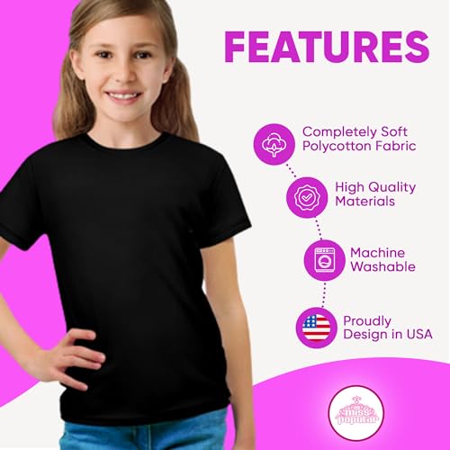MISS POPULAR Girls' 8-Pack Super Soft Polycotton Short Sleeve Crew Neck T Shirts, Assorted Color Solid Tees3