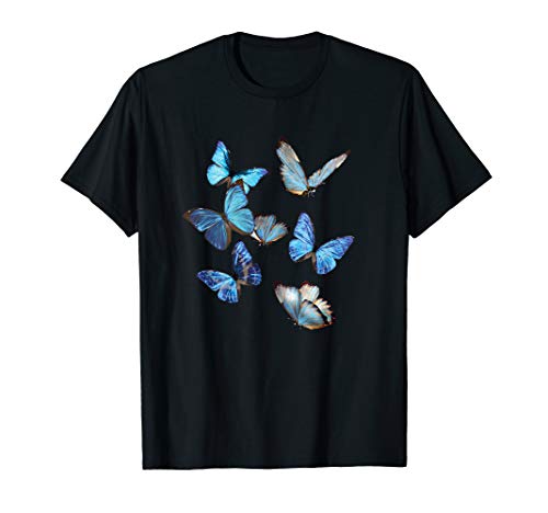Blue Morpho Butterfly Swarm Lepidoptera Entomology T-Shirt