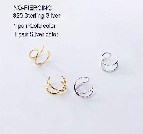 925 Sterling Silver No Piercing Ear Cuff Fake Helix Cartilage Earring