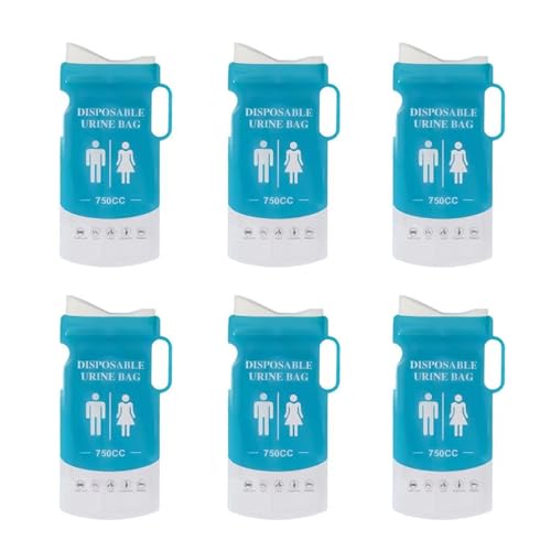 leasote Disposable Urinal Bag, 6/12/24 Pcs 750ML Emergency Urine Bag Portable Camping Pee Bags, Travel Urine Bag Vomit Bag for Traffic Jams, Camping, Hiking, Pregnant, Patient, Kids 6pcs