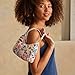 Cotton Frannie Mini Crescent Crossbody Purse, Paradise Coral, One Size