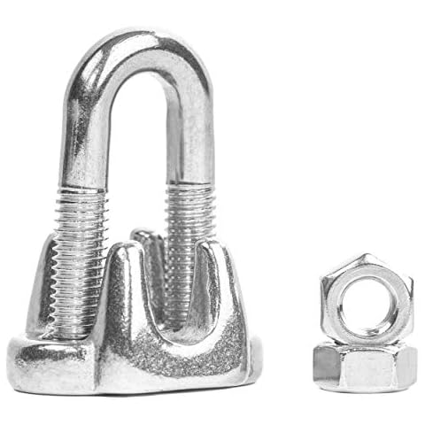 Premier Stainless Solutions Heavy Duty Stainless Steel Wire Rope Clips for 3/16” Cables, T316 Marine Grade – Lot of 25 Cover