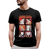 Halloween Cat Horror Characters Shirt - Cat & Horror Movie Characters - Spooky Season - Scary Movie Shirts - Gifts for Halloween (Black, M)