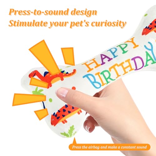 Anseom 2 Stück Hund Geburtstag Spielzeug Set, Dauerhaft Hunde Geburtstags Plüschtier Hundetorte Geburtstag für Hunde Weich und Bequem Quietschend Geburtstagsgeschenke