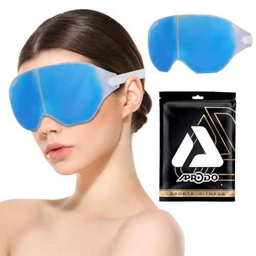 Image of Aprodo Cooling Gel Eye Mask for Dark Circles Soothes Puffy, Dry, Tired, Red and Itchy Eyes - Relieve Your Headache Reusable Cold Compress Gel Pad for Therapy, Migraine, Pain Relief and Skincare (Blue)