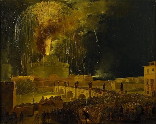 Cuadro de fuegos artificiales en Castel Sant Angelo 60x90cm para decoración del hogar