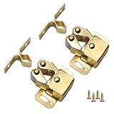 2 Pack Gold Double Roller Cabinet Latch – Spring Loaded Door Catch for Cupboard, Closet, and Kitchen Doors