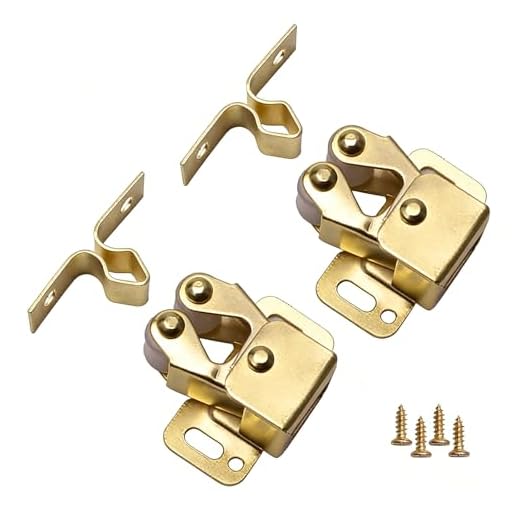 2 Pack Gold Double Roller Cabinet Latch - Spring Loaded Door Catch for Cupboard, Closet, and Kitchen Doors