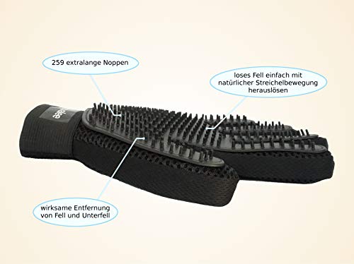 Novalee Haustier Bürsten Handschuh (schwarz) für Hund, Katze & Pferd Fellpflege-Handschuhe Massage und Tierhaar-Entfernung