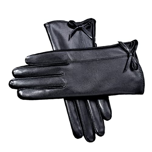 Luvas quentes de inverno, 1 par de luvas femininas de couro, luvas de neve aquecidas quentes à prova