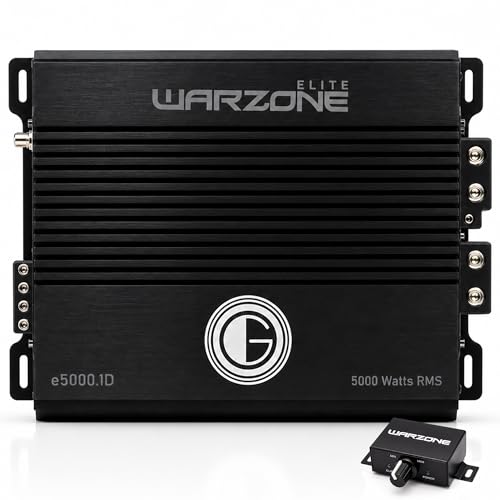 Gravity Audio E5000.1D Warzone 5000W True RMS Car Amplifier Class D Amp 1/2/4 Ohm Stable with Remote Sub Control