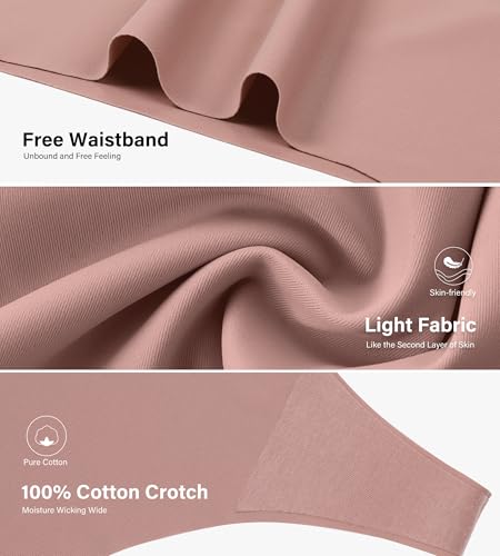 Image of Seamless Thongs for Women V-Shaped No Show Panties Soft Comfortable Breathable Workout Underwear Multiple Pack