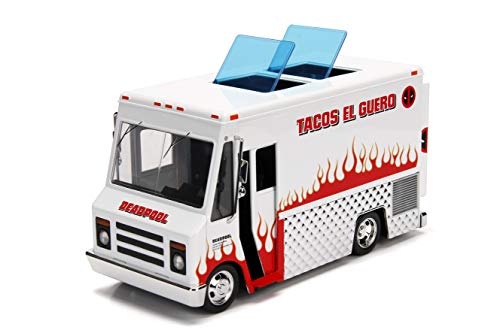 Marvel Deadpool & Taco Truck Die-Cast Car, 1:24 Scale Vehicle, 2.75Collectible Figurine #TOP2