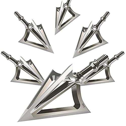 QYLPNB Broadheads 100 Grain Deep Penetration, Razor Sharp Hunting Broad Heads 6 Pack 3 Fixed Blades for Crossbow Recurve Bow Compound Bow