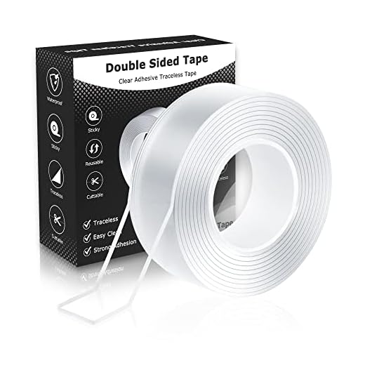 MS WGO Double Sided Tape-Heavy Duty Mounting Tape 1.18in x 9.85ft Removable Double Sided Mounting Tape Transparent Poster Tape Double Sided Tape for Walls Office Outdoor Carpet Home