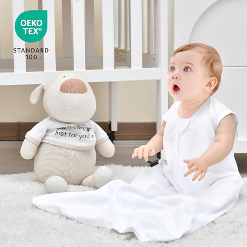 Image of david's kids Muslin Cotton Baby Sleep Sack 12-18 Months, 2 Pack 100% Cotton Sleeping Bag for Summer, TOG 0.5 Baby Wearable Blankets with 2-Way Zipper, Soft Sleep Sack for Newborn Infant, White & Blue