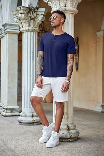 coofandy men39s 3 pack henley shirts short sleeve casual basic tees classic henley summer solid t shirts with pocket