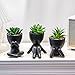 VENY TAYA 3PCS Human-Shaped Potted Artificial Plants Office Decor for Women and Men, Small Fake Plants Decor for Bedroom and Bathroom, Cute Faux Succulent Desk Decor for Office and Home, Black