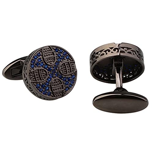 Mancuernillas para hombre, color negro, diseño redondo miniatura 2