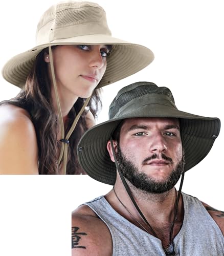 Image of GearTOP Safari Hat for Men Sun Hats for Women UV Protection UPF 50+ Fishing, Gardening, Hiking Hat (22-23 1 /2 inch)