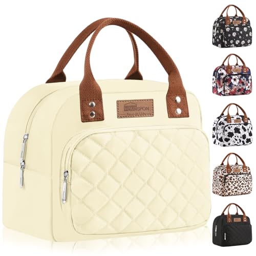 HOMESPON Insulated Lunch Bag for Women Men Work Adult Cool Bag Lunch Box Container Ladies Lunch Tote (Beige)
