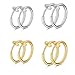 WKRTDY 4 Paar Edelstahl-Ohrclips für Männer & Frauen, gefälschte Ohrringe, kein Piercing notwendig, Ohrringe in Hoop-Ring- & Ear-Cuff-Design, perfekt für Männer & Mädchen Handtuchhalter,Edelstahl  günstig Kaufen-WKRTDY 4 Paar Edelstahl-Ohrclips für Männer & Frauen, gefälschte Ohrringe, kein Piercing notwendig, Ohrringe in Hoop-Ring- & Ear-Cuff-Design, perfekt für Männer & Mädchen