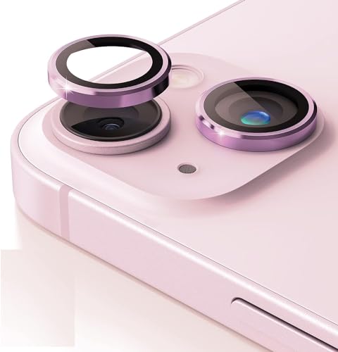 Image of Skinomi Camera Lens Protector Compatible with iPhone 13 mini [Anti-Scratch] Premium Tempered Glass Film Aluminum Alloy Lens Ring Cover, Pink