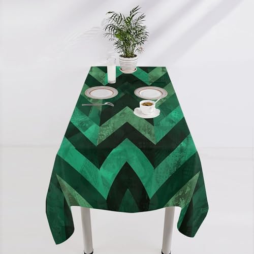 Nappe de table lavable rectangulaire imprimé vert émeraude de cuisine