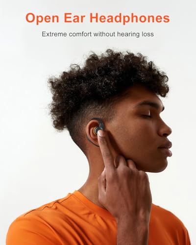 Image of Jzones Open Ear Headphones Wireless Bluetooth 5.3, Open Ear Earbuds with Dual 16.2mm Dynamic Drivers 60 Hours Playtime Waterproof Sport Earbuds for Android iPhone TV,Black