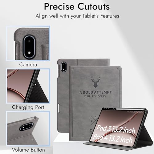 Image of Robustrion Cover Case for OnePlus Pad 4 / OnePlus Pad 3 13.2 inch Cover with [Pencil Holder], Deer Pattern Cover Case for One Plus Pad 4 / Pad 3 Cover 13.2 inch - Grey