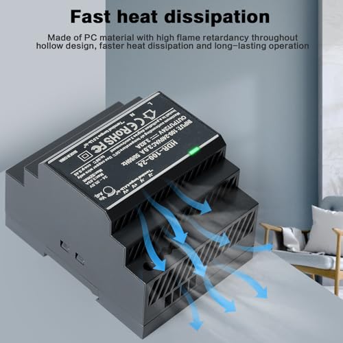 Image of Jadeshay DIN Rail Power Supply, 100W 24VDC 3.83A Switching Power Supply with Overload Protection and Stable DC Output (HDR-100-24)