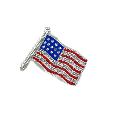 Image of USA Flag Lapel Pin Cute Rhinestone Painting Oil Enamel Brooch Crystal Flagpole Bag Clothes Fashion Jewelry American Flag Badge