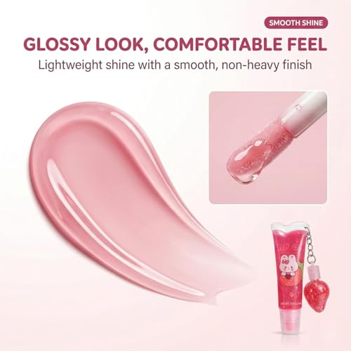 Image of 2 in 1 Cute Tube Design Lip Gloss Keychain for Soft & Nourished Lips - Highly Pigmented Lip Gloss for Girls - Perfect Lipgloss Women Accessory