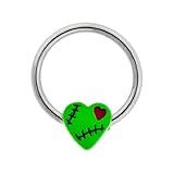  Metal mafia anillo de cierre de bola Green de zombi corazón