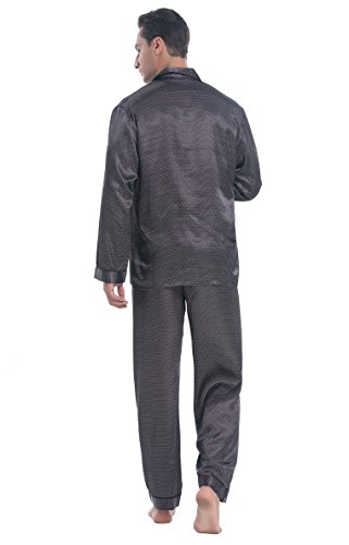 Lavenderi Men's Long Sleeve Silk Satin Pajama Set, Silky Pajamas Sleepwear2