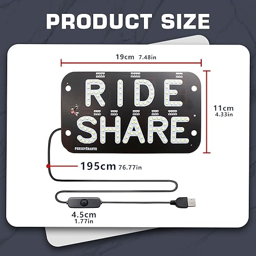 Image of YSY Juren LED Car Window Accessory Sign RIDESHARE for Ride Share Drivers Taxi Light (White)