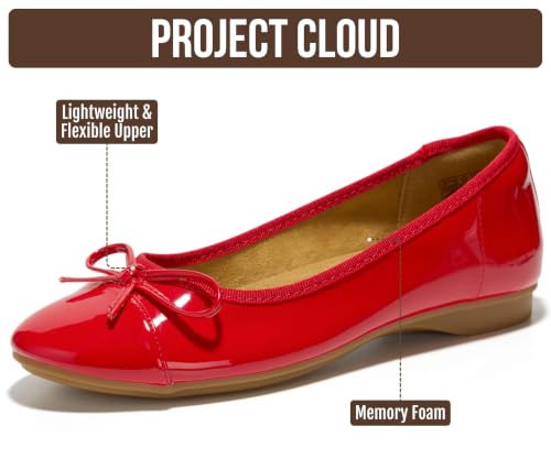 Image of Project Cloud Ballet Flats for Women Shoes - Genuine Leather Insole and Lightweight Mary Jane Flats - Non-Slip and Comfortable Womens Shoes