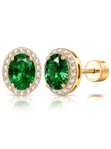 ININY Certified Lab Grown Muzo Green Emerald Flat Back Stud Earrings May