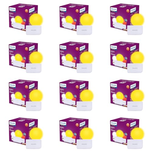 Image of Philips 0.5W LED Bulb Yellow | Joy Vision Plug-and-Play LED Night Lamp | Night Light for Bedrooms & Corridors | 2-Pin Socket | Energy Saving, Long Life | Pack of 12