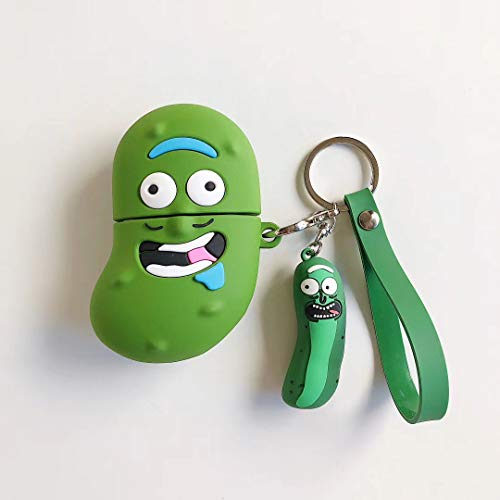 Rick & Morty AirPods Case Protective Cover Soft Silicone Shockproof for Apple AirPods 2 & 1, Rick & Morty Bag Pendant Decor Keychain Airpod Case (Pickle Rick)