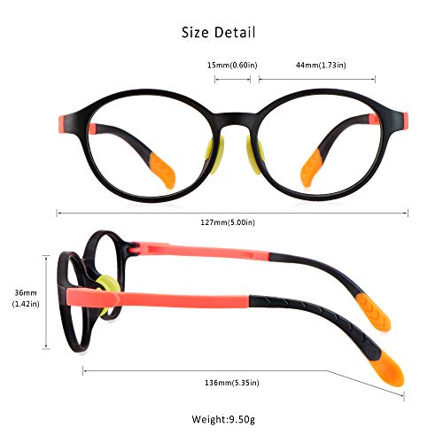 Image of LifeArt Kid Blue Light Blocking Glasses, Filter 85% of Harmful Blue Light, Anti Eyestrain and Blurry, Computer Glasses, Cut UV400 Anti Glare(Orange)