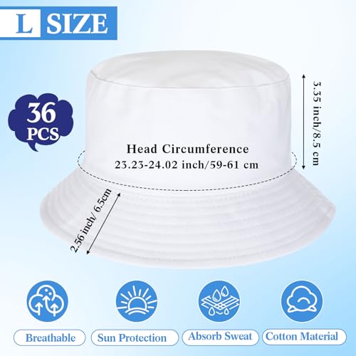 Image of 36 /24 /12 Pcs Bucket Hats for Men Women Bulk Cotton Fishing Cap UV Protection Beach Foldable Solid Color Sun Cap
