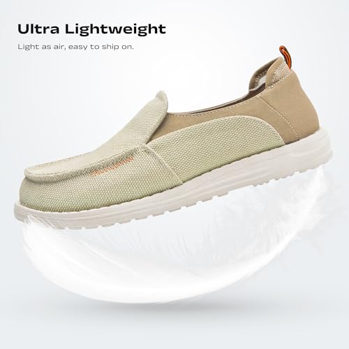 Image of Men's Canvas Loafers, Slip On Casual Shoes | Hands Free, Lightweight, Comfortable, Breathable Upper, Walking Shoes, Stretch, Travel, Vacation, Everyday Wear