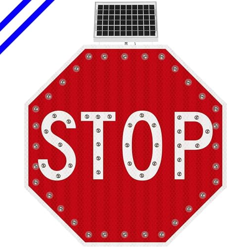 Sigtricosi TZSTP-RD-30 30'' Stop Sign, Solar Powered Led Blinking Stop Signs, Mutcd Compliant R1-1 Aluminum Octagon Reflective Led Flashing Street Metal Signs Warning Traffic Signs, Heavy Duty thumb #7