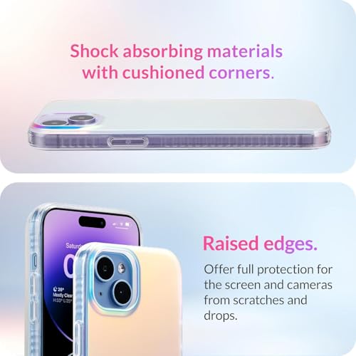 Image of DIZORO Compatible with iPhone 15 Plus Case Fluorescent Iridescent Matte Designed Premium Designer Lightweight Mobile Accessories for Women Girls Scratch Resistant Shockproof Case Hard PC 6.7 inches