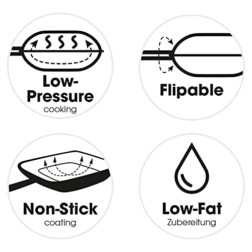 LIVINGTON Black Doubletta | Padella reversibile | Cottura, arrostire, cuocere, grigliare | Manico ergonomico | Adatto a tutti i piani cottura, rivestimento non ricamato