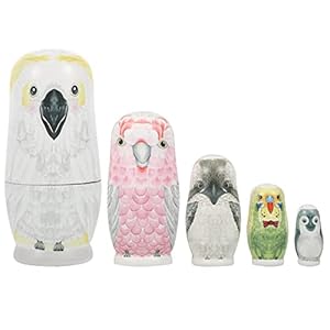 EXCEART 1 Set Schattige Russische Nestelen Poppen 5 Stks Schattige Uil Patroon Stapelen Houten Handgemaakte Matryoshka…