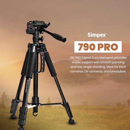 Image of Simpex Professional Tripod Cum Monopod 790 PRO with Multipurpose Head for Low Level /Table Top Shooting /and Panning for Photography and Videography Suitable for DSLR, DV Camera, Binocular